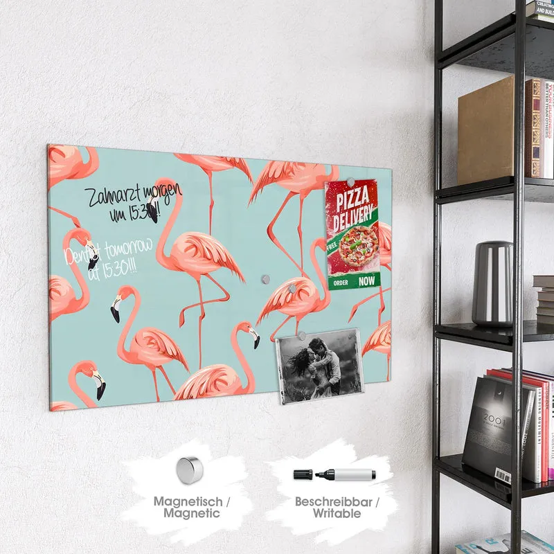 Magnettafel - Flamingos auf Türkis
