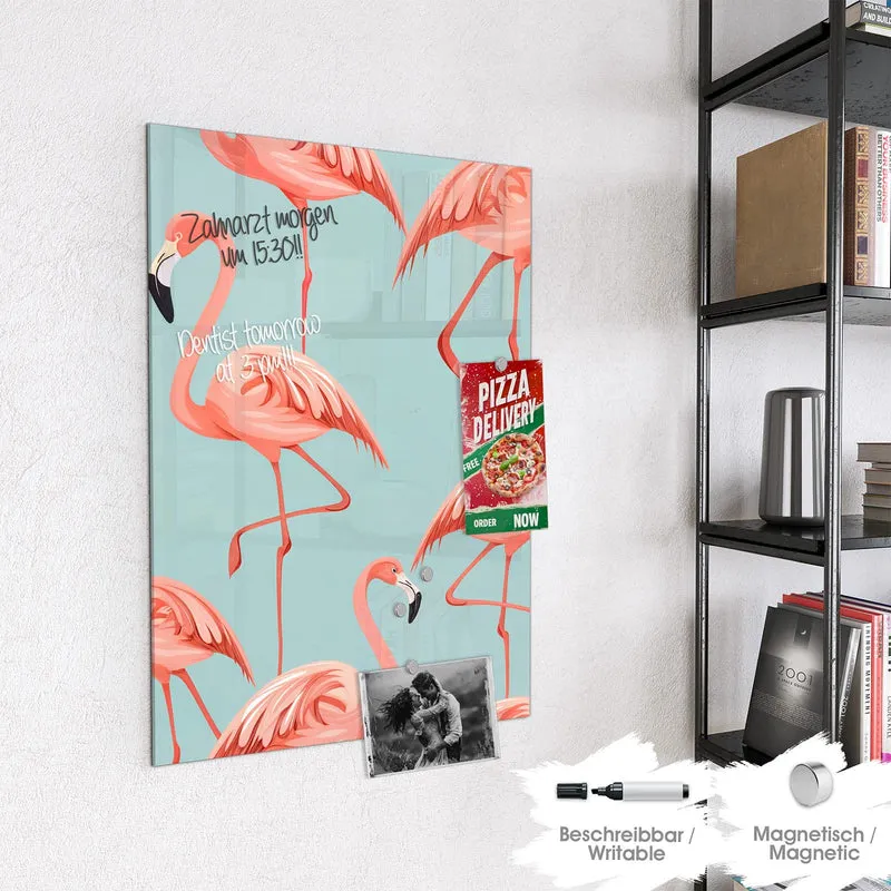 Magnettafel - Flamingos auf Türkis