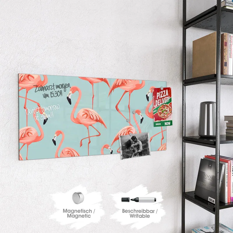 Magnettafel - Flamingos auf Türkis