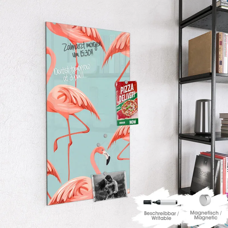 Magnettafel - Flamingos auf Türkis