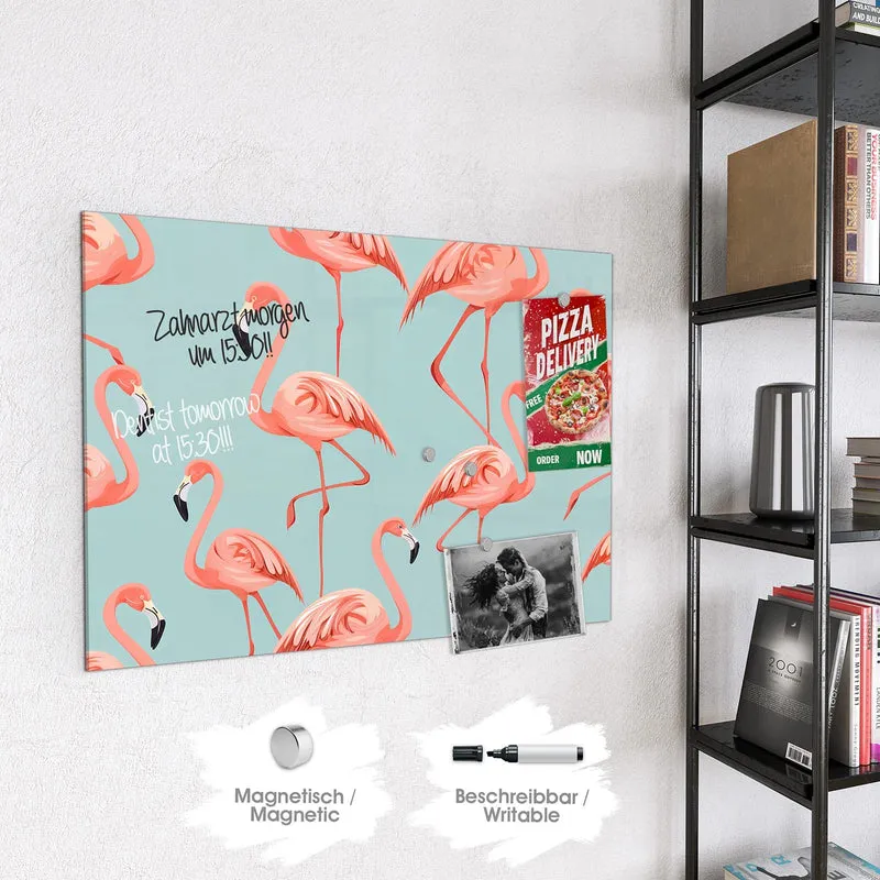 Magnettafel - Flamingos auf Türkis