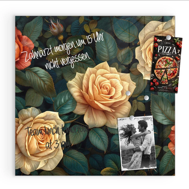 Magnettafel - Rosen in Apricot