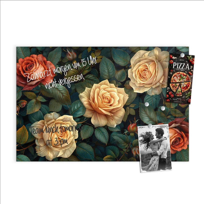 Magnettafel - Rosen in Apricot