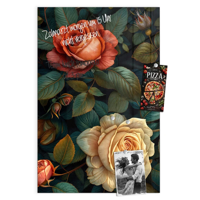 Magnettafel - Rosen in Apricot