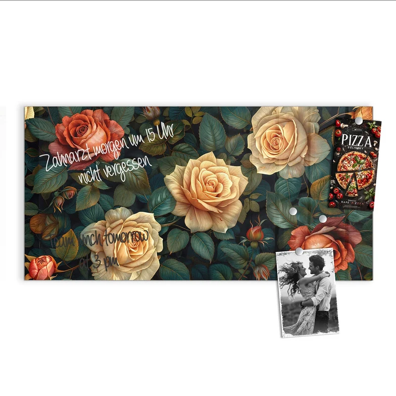 Magnettafel - Rosen in Apricot