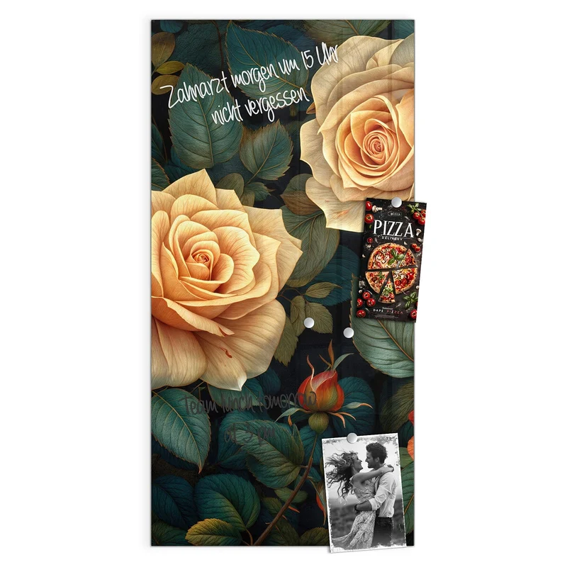 Magnettafel - Rosen in Apricot
