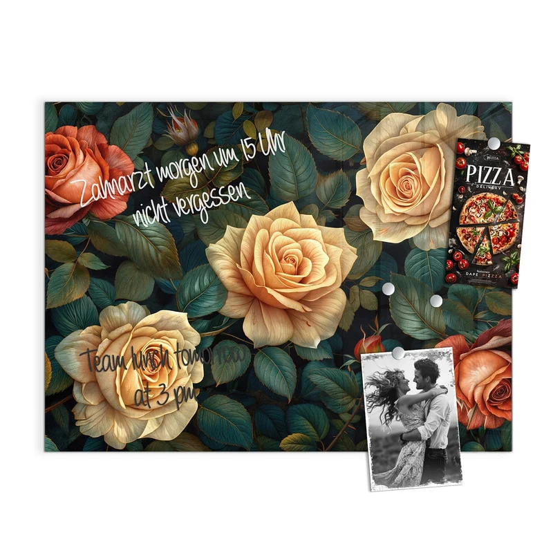 Magnettafel - Rosen in Apricot