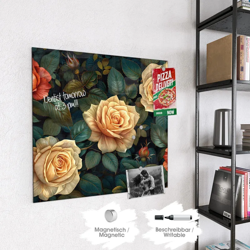 Magnettafel - Rosen in Apricot