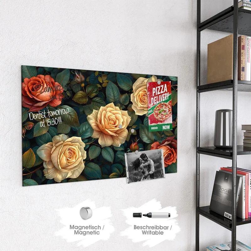 Magnettafel - Rosen in Apricot