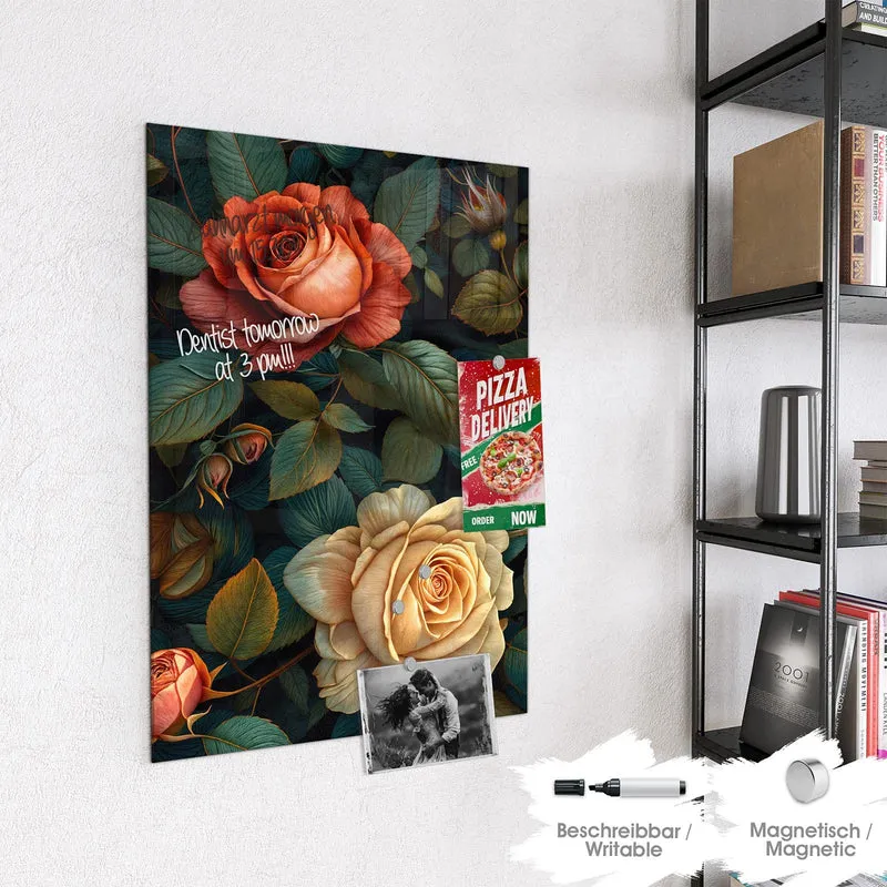 Magnettafel - Rosen in Apricot