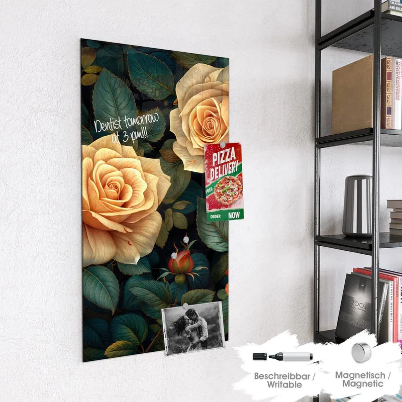 Magnettafel - Rosen in Apricot