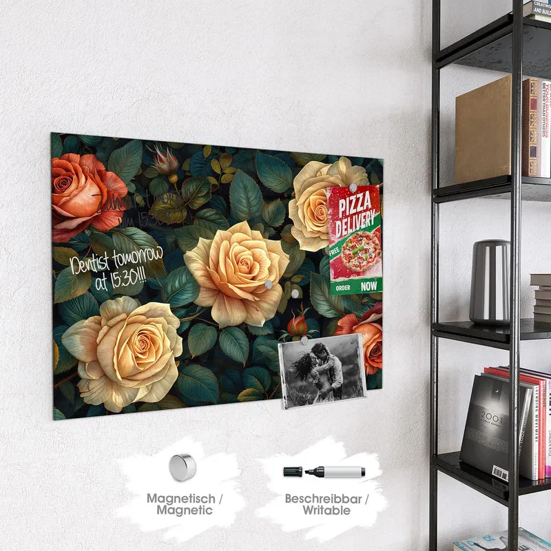 Magnettafel - Rosen in Apricot