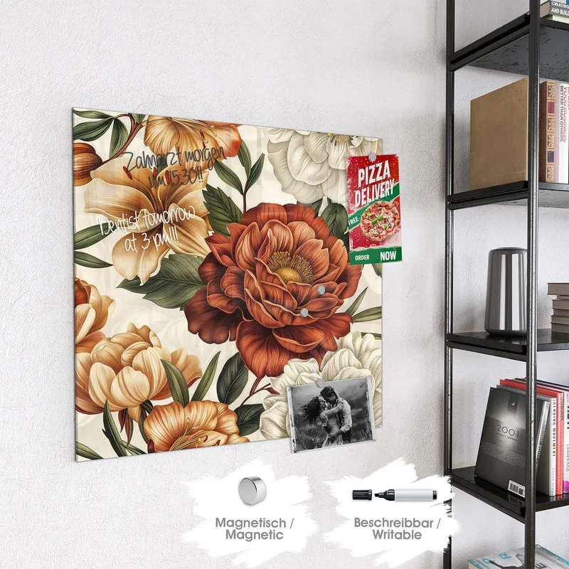 Magnettafel - Vintage Blütenmuster