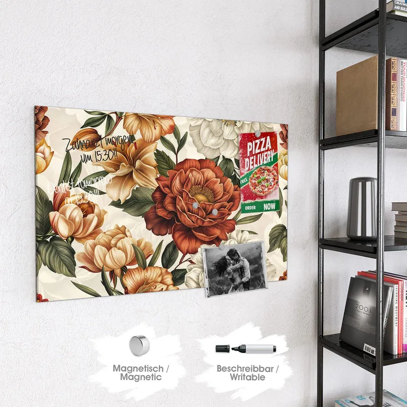 Magnettafel - Vintage Blütenmuster