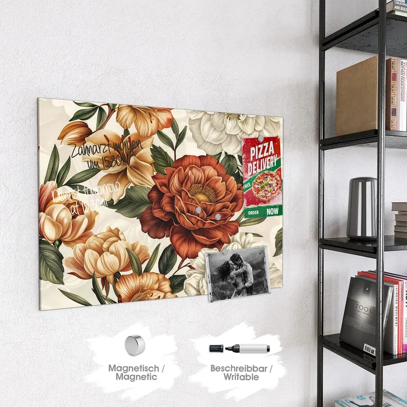Magnettafel - Vintage Blütenmuster