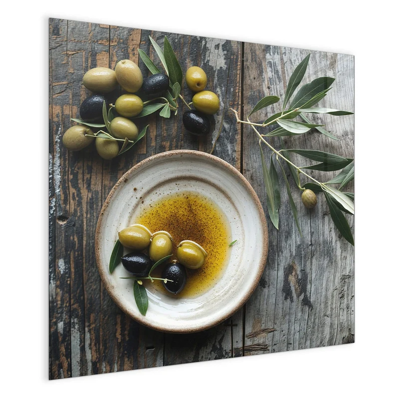 Magnettafel - Oliven und Olivenöl