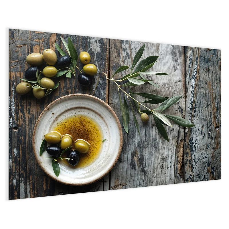 Magnettafel - Oliven und Olivenöl