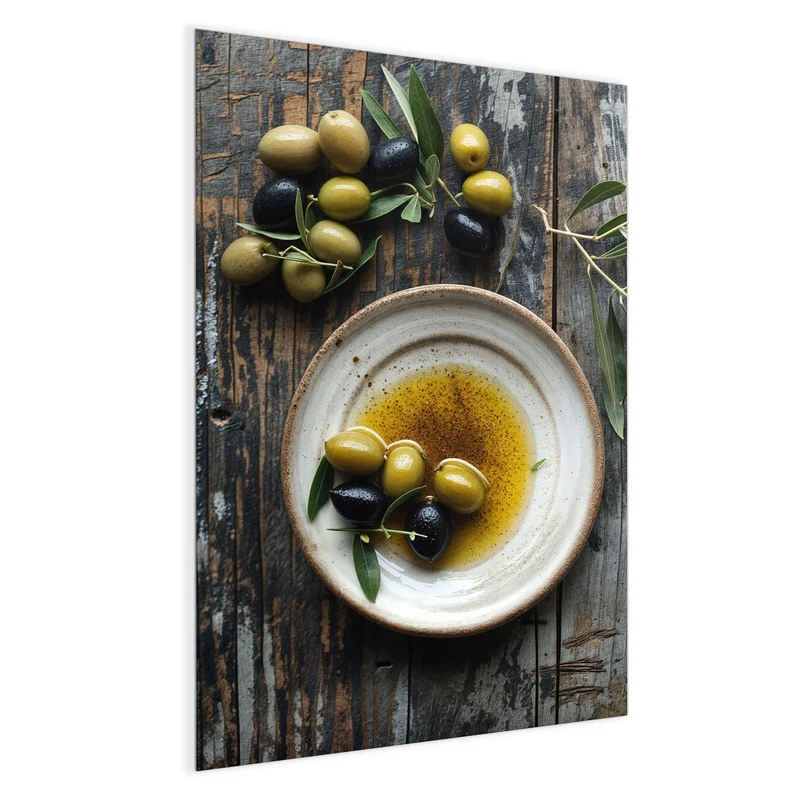 Magnettafel - Oliven und Olivenöl