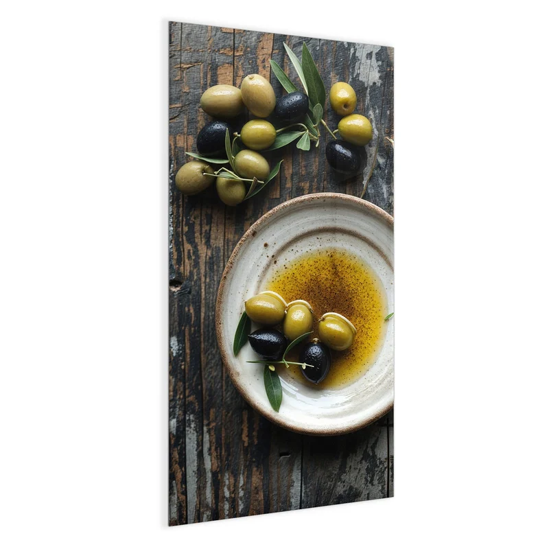 Magnettafel - Oliven und Olivenöl