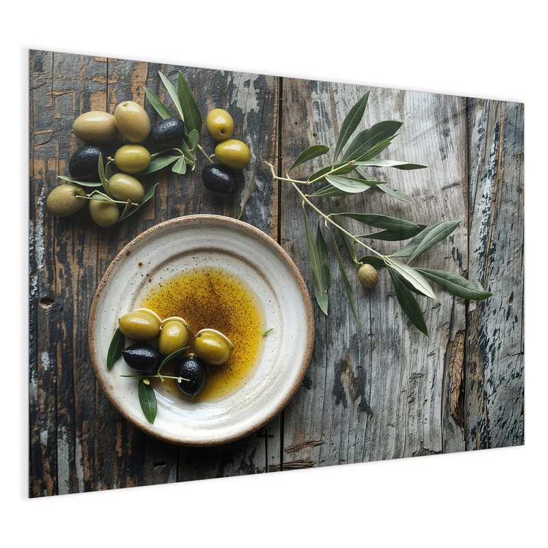 Magnettafel - Oliven und Olivenöl