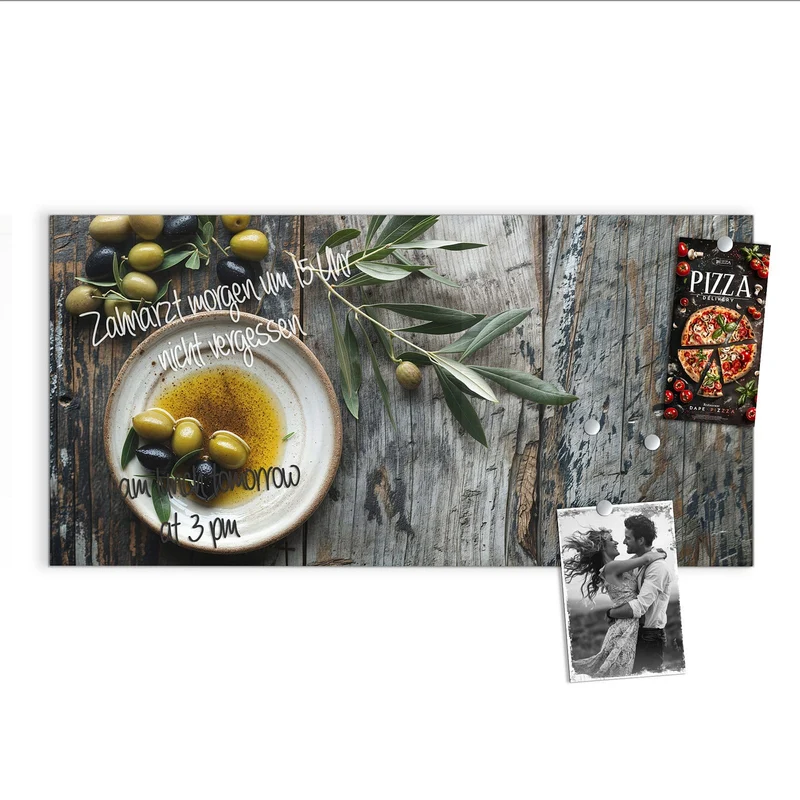 Magnettafel - Oliven und Olivenöl