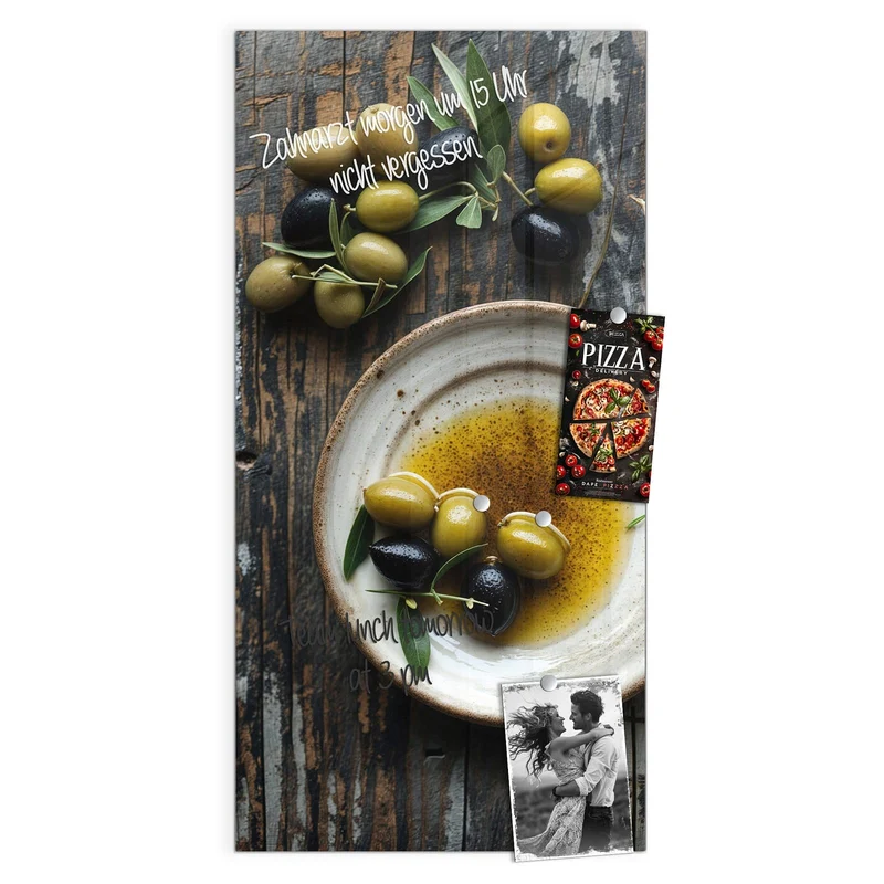 Magnettafel - Oliven und Olivenöl