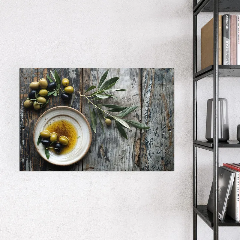 Magnettafel - Oliven und Olivenöl
