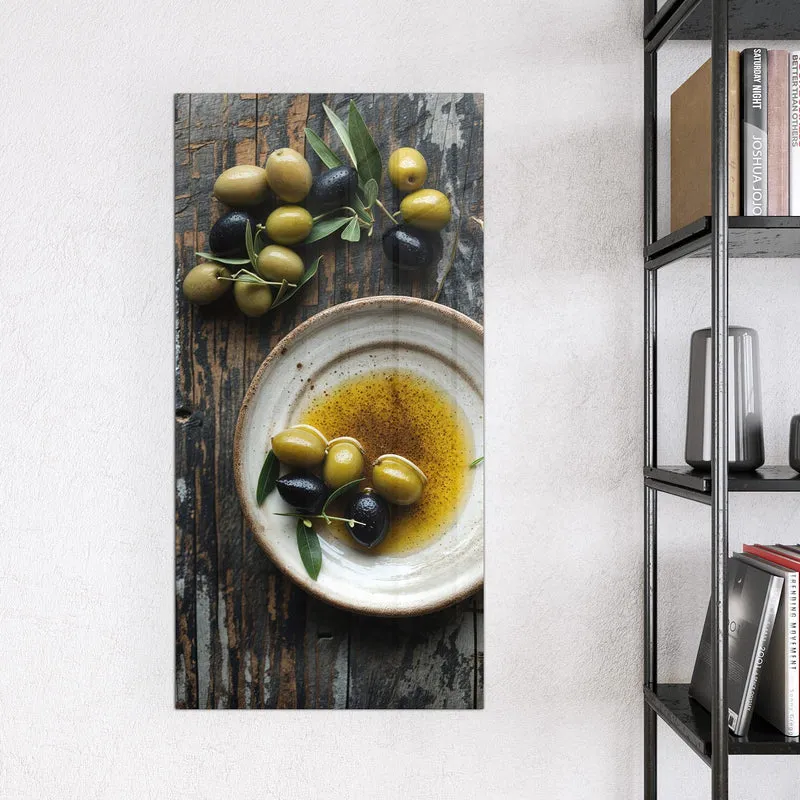 Magnettafel - Oliven und Olivenöl