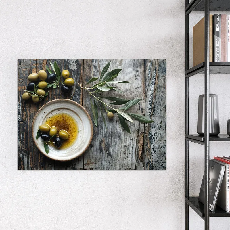 Magnettafel - Oliven und Olivenöl