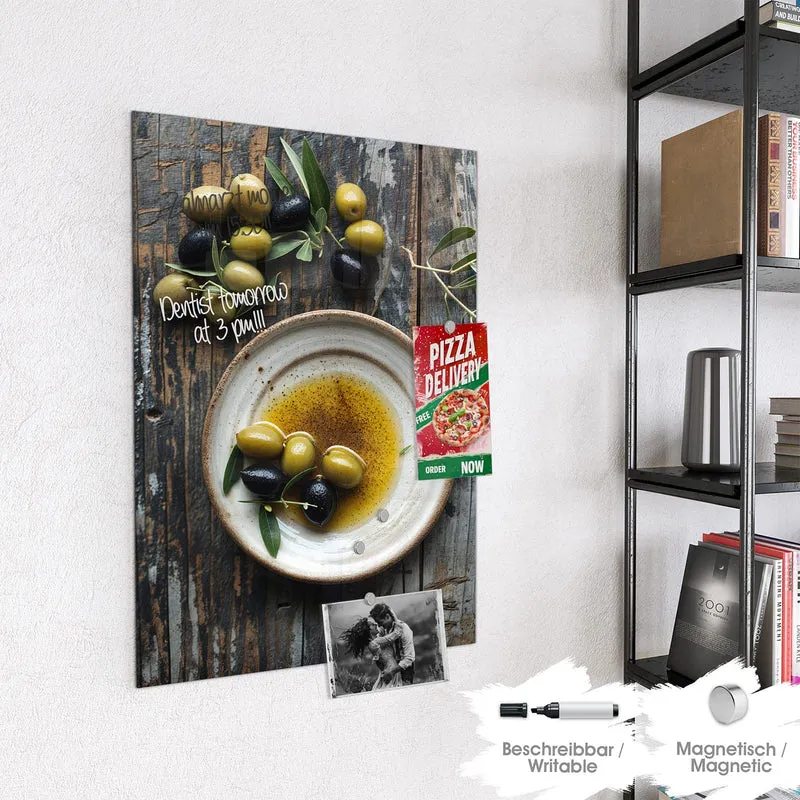 Magnettafel - Oliven und Olivenöl