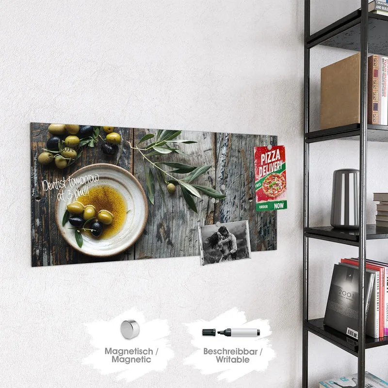 Magnettafel - Oliven und Olivenöl