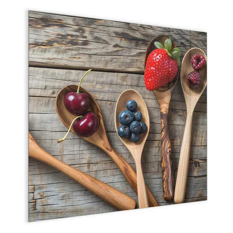 Magnettafel - Holzlöffel mit Beeren