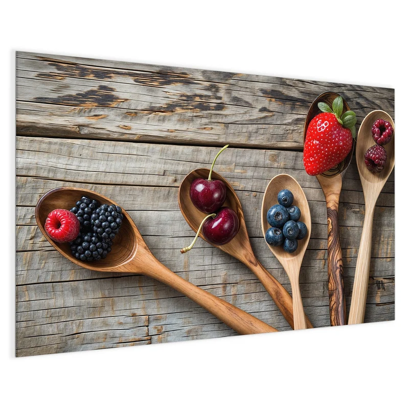 Magnettafel - Holzlöffel mit Beeren