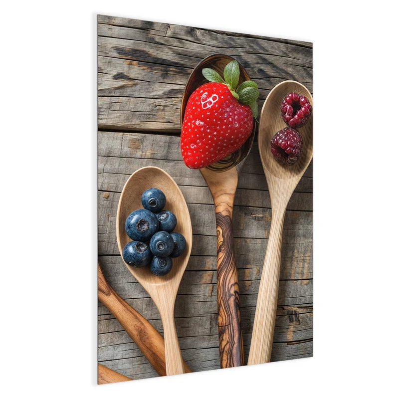 Magnettafel - Holzlöffel mit Beeren