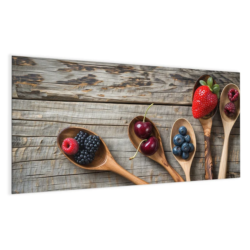 Magnettafel - Holzlöffel mit Beeren