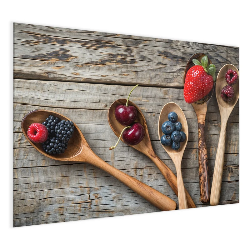 Magnettafel - Holzlöffel mit Beeren