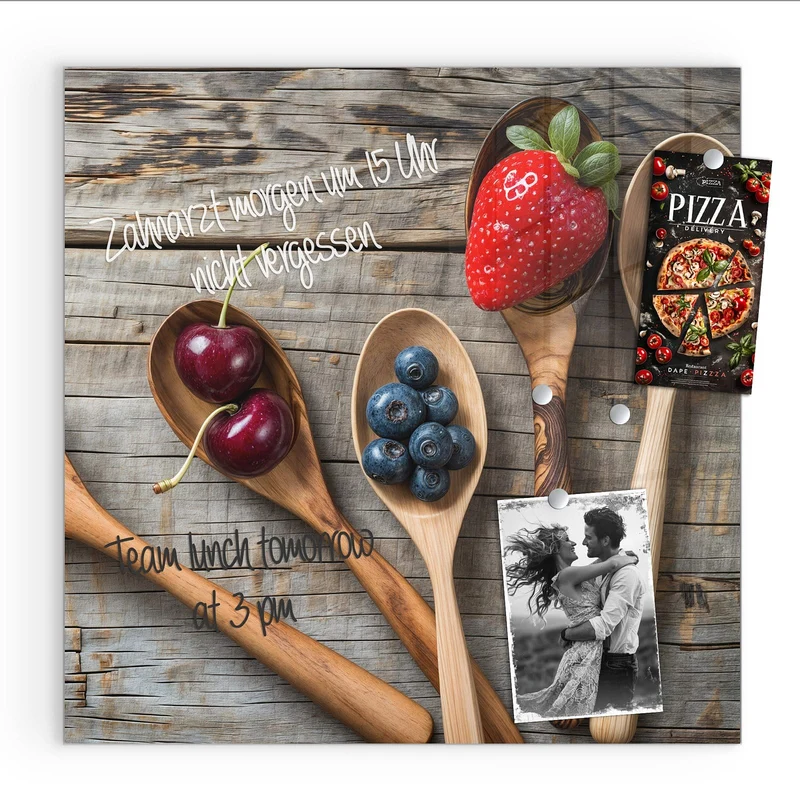 Magnettafel - Holzlöffel mit Beeren