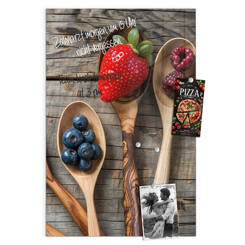 Magnettafel - Holzlöffel mit Beeren