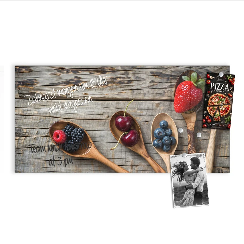 Magnettafel - Holzlöffel mit Beeren