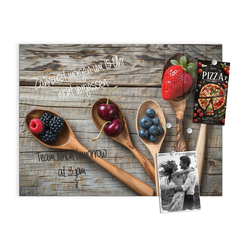 Magnettafel - Holzlöffel mit Beeren