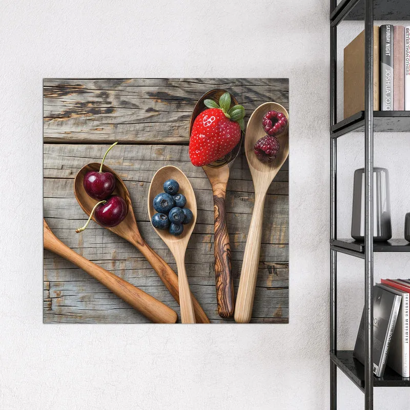 Magnettafel - Holzlöffel mit Beeren