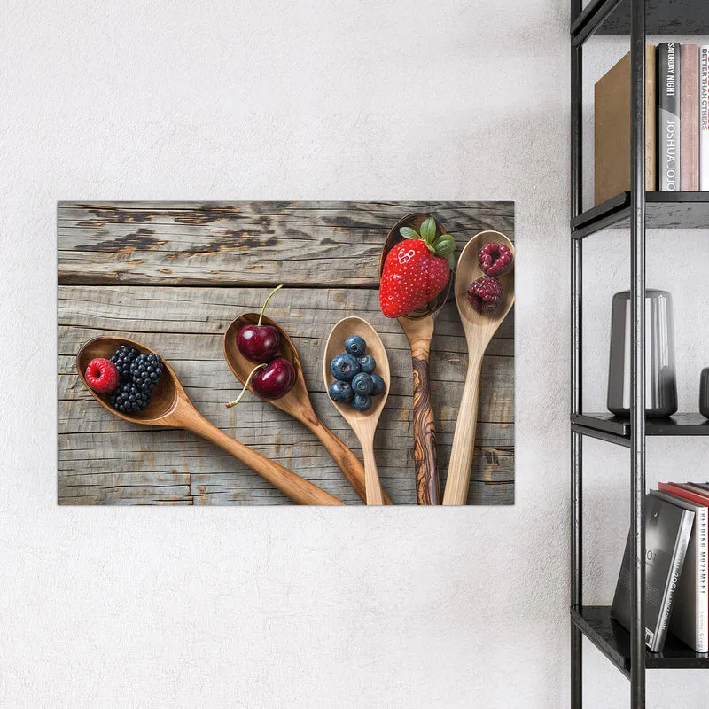 Magnettafel - Holzlöffel mit Beeren