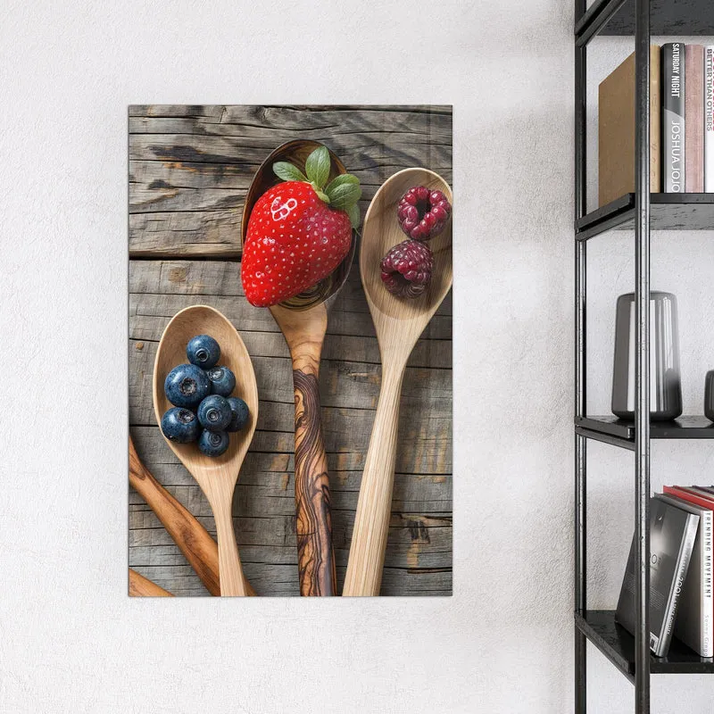 Magnettafel - Holzlöffel mit Beeren