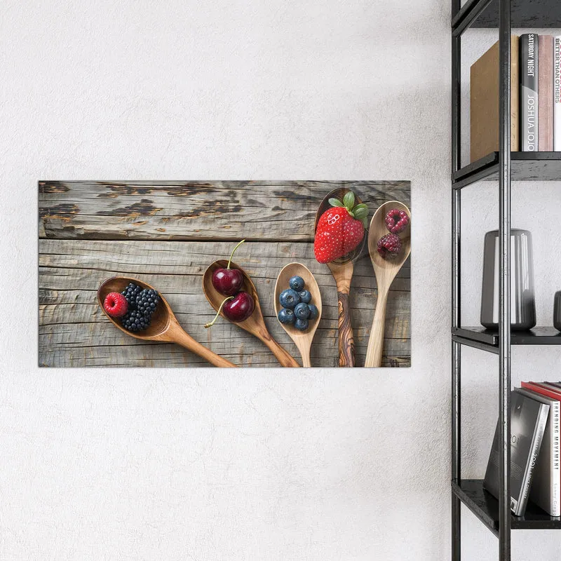 Magnettafel - Holzlöffel mit Beeren