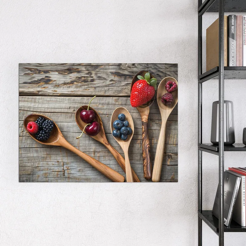 Magnettafel - Holzlöffel mit Beeren