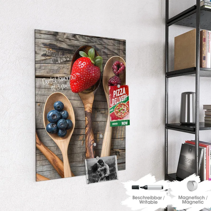 Magnettafel - Holzlöffel mit Beeren