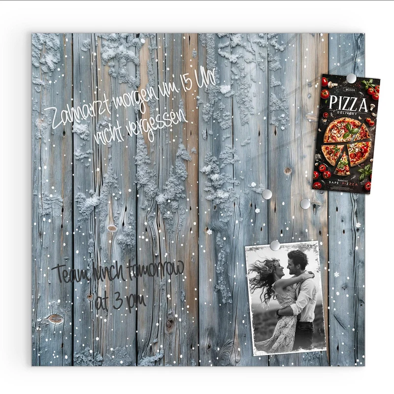 Magnettafel - Winterliche Holzlatten