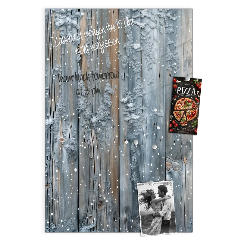Magnettafel - Winterliche Holzlatten