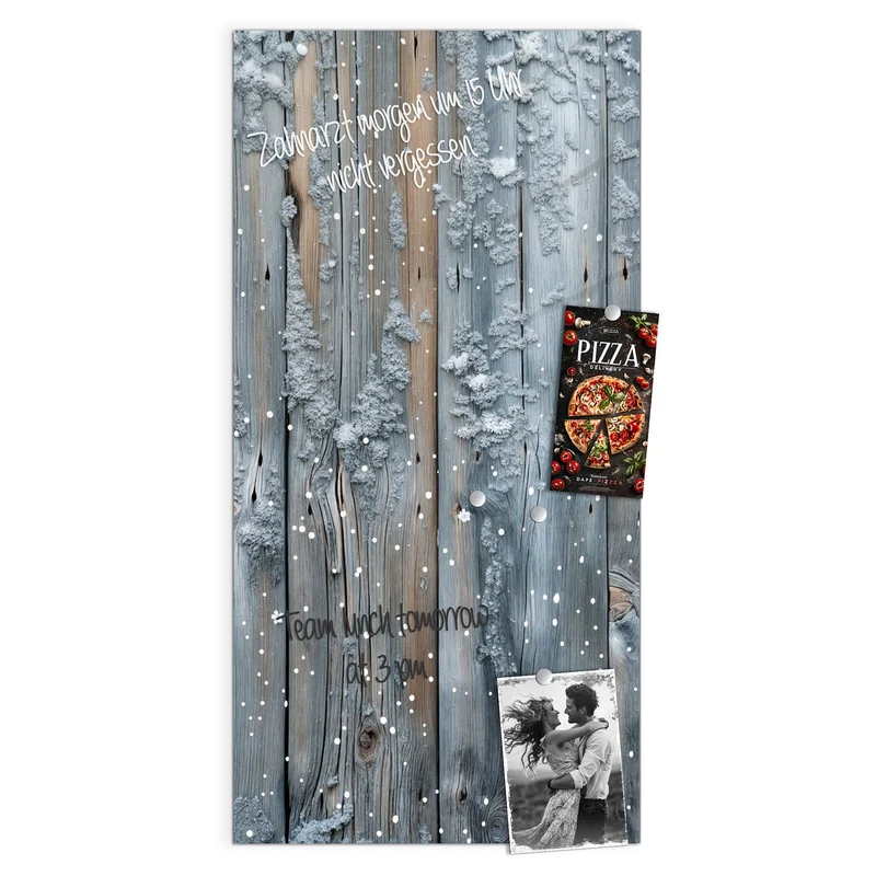 Magnettafel - Winterliche Holzlatten