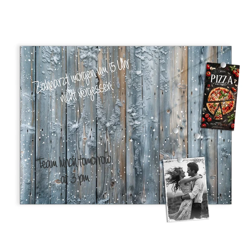 Magnettafel - Winterliche Holzlatten